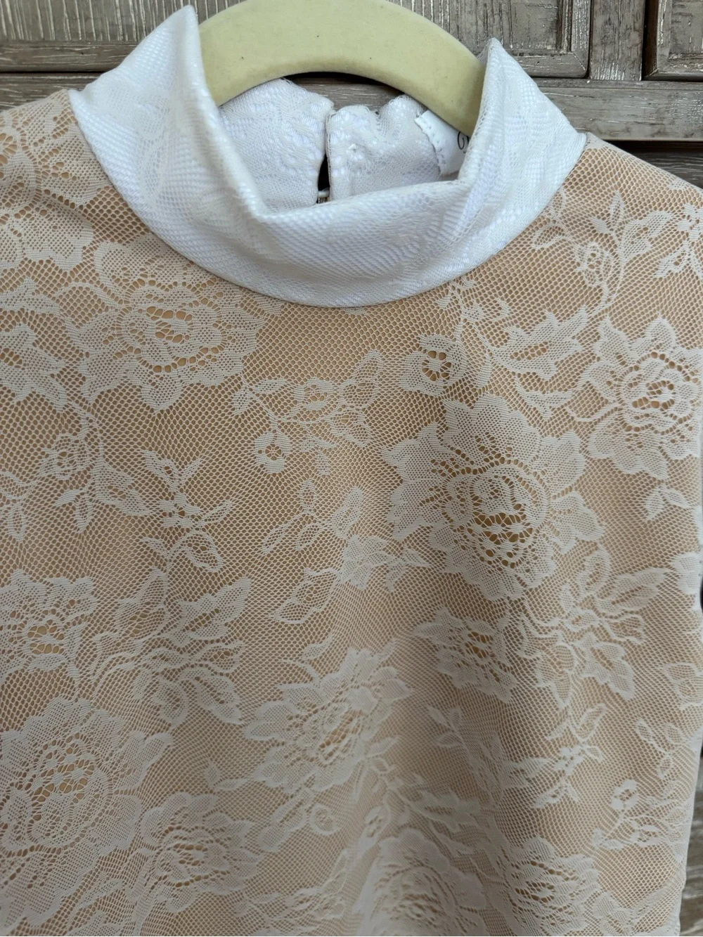 Cavalliera Masterpieces Blush Lace Overlay Top with White Trim - Picture 3 of 7
